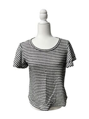 Everly Womens Black White Striped Short Sleeve Top medium cropped flowy stripes